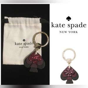 KATE SPADE - GENTLY PRELOVED STACKED GLITTER SPADE KEYCHAIN / KEY FOB / RING